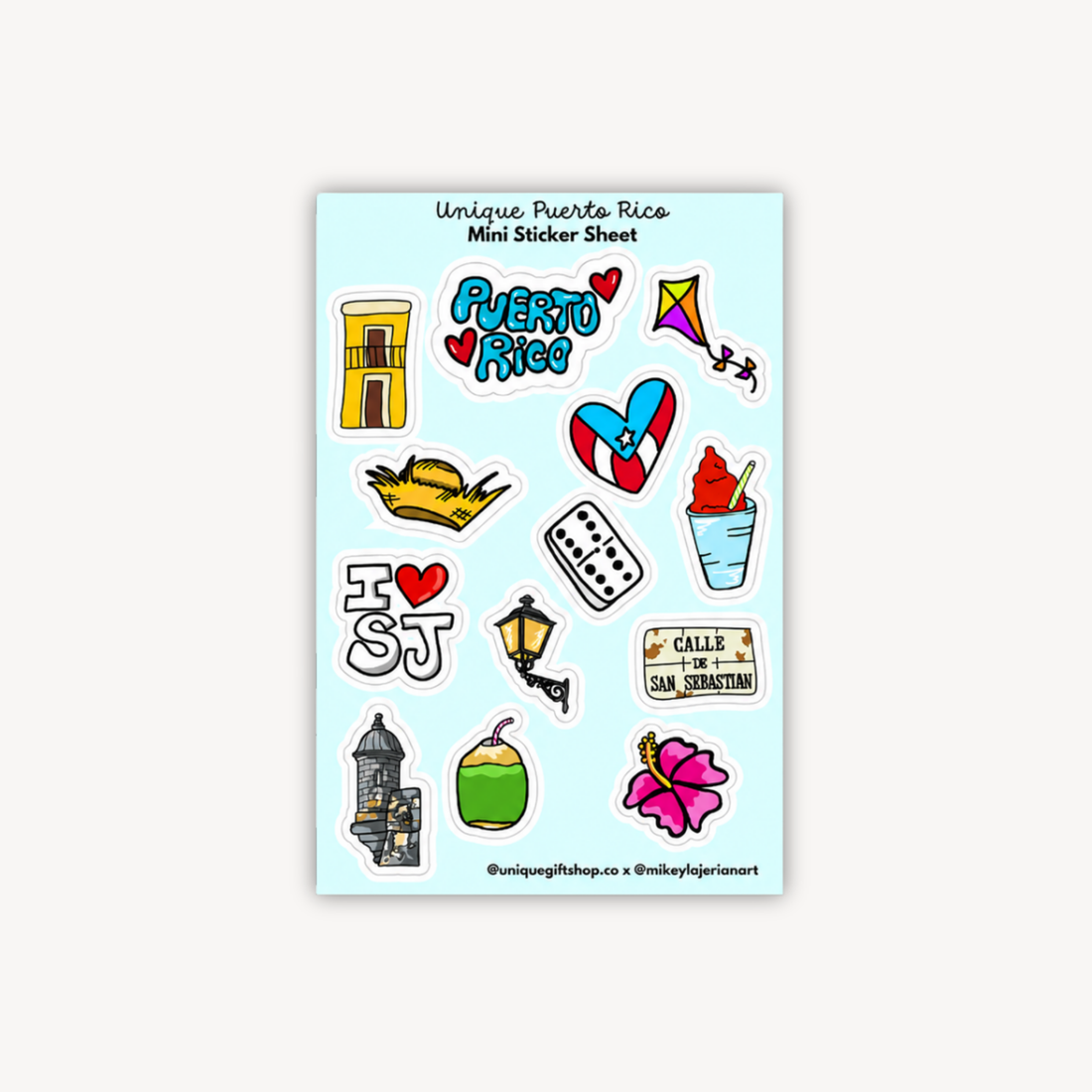 Unique Puerto Rico Mini Sticker Sheet
