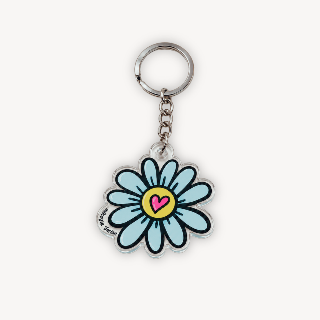 Flor Corazón Keychain