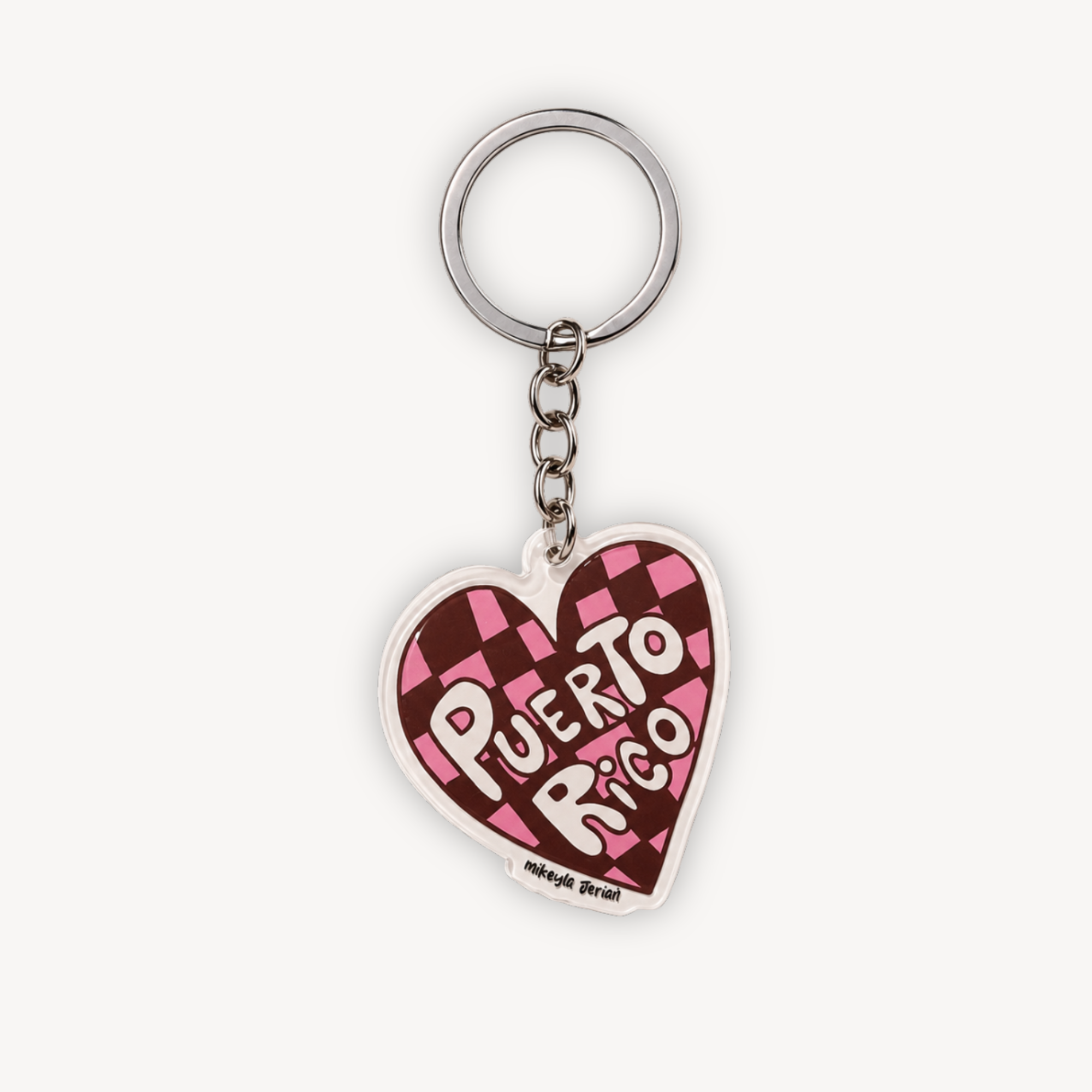 Corazón PR Checkered Keychain