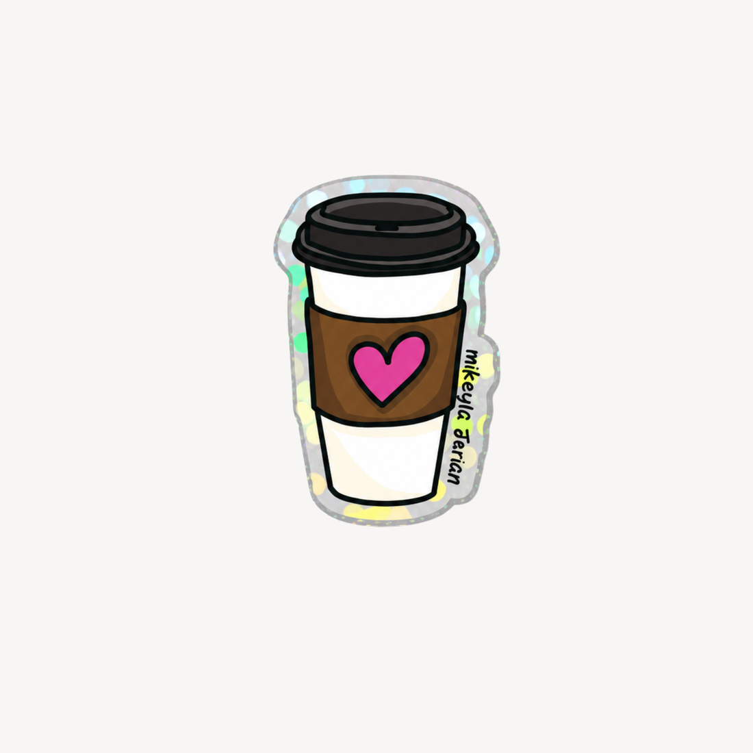 Café To Go Mini Glitter Sticker