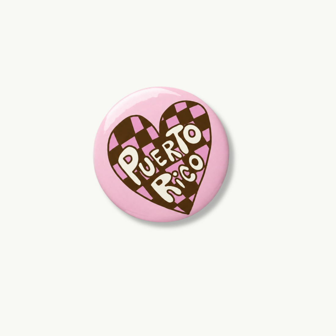 Corazón PR Checkered Pin Button