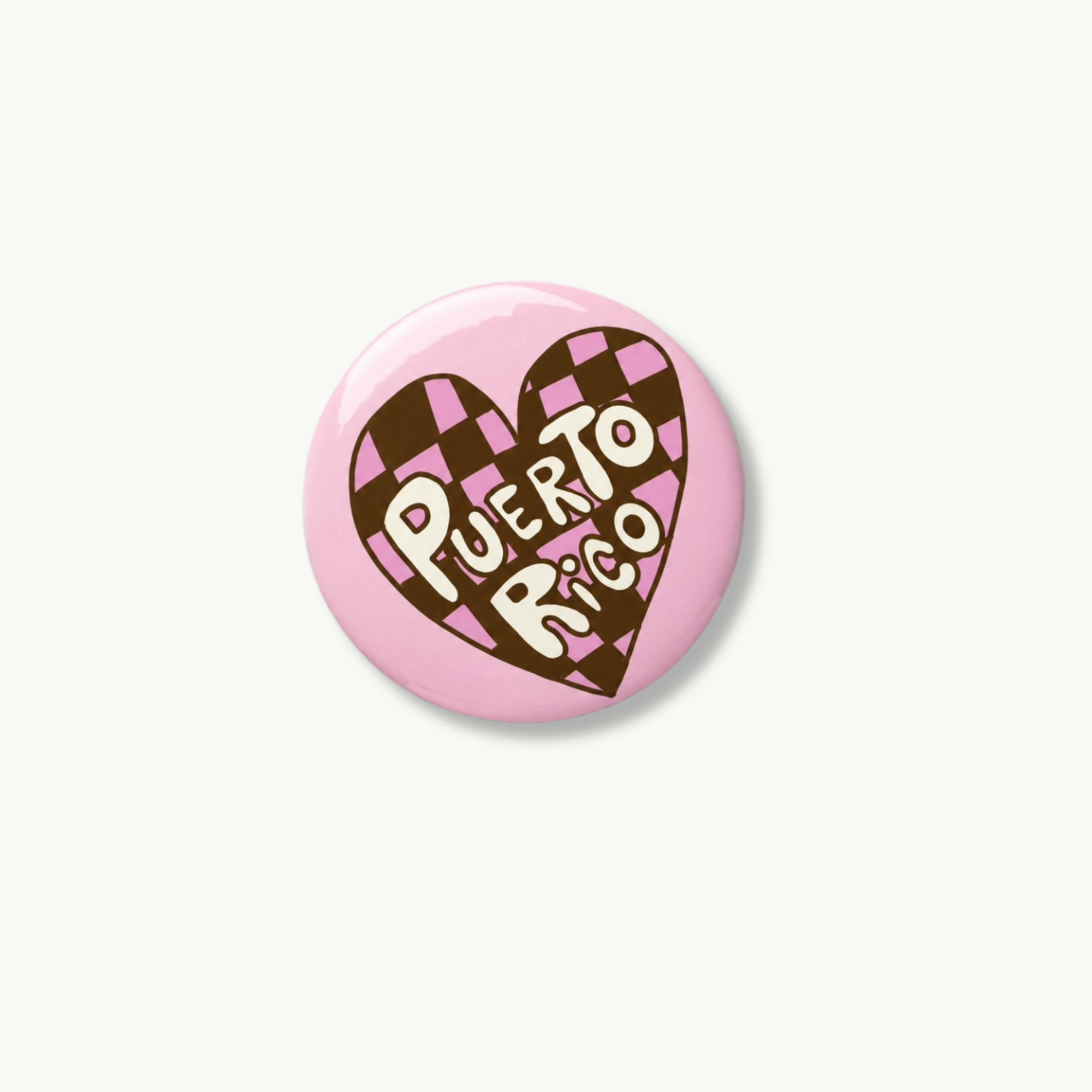Corazón PR Checkered Pin Button