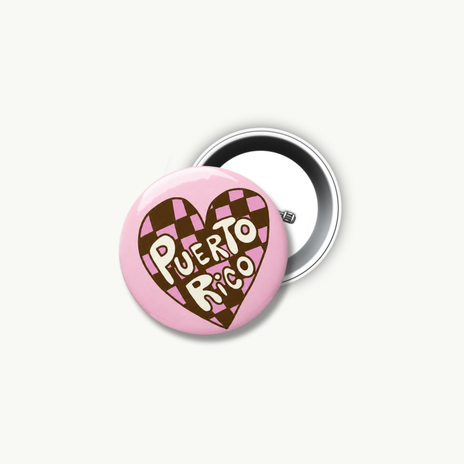 Corazón PR Checkered Pin Button