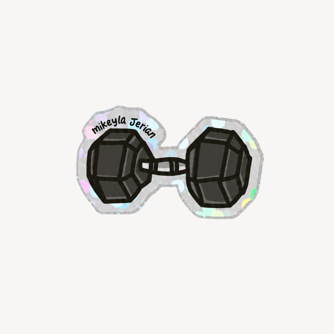 Dumbbell Mini Glitter Sticker