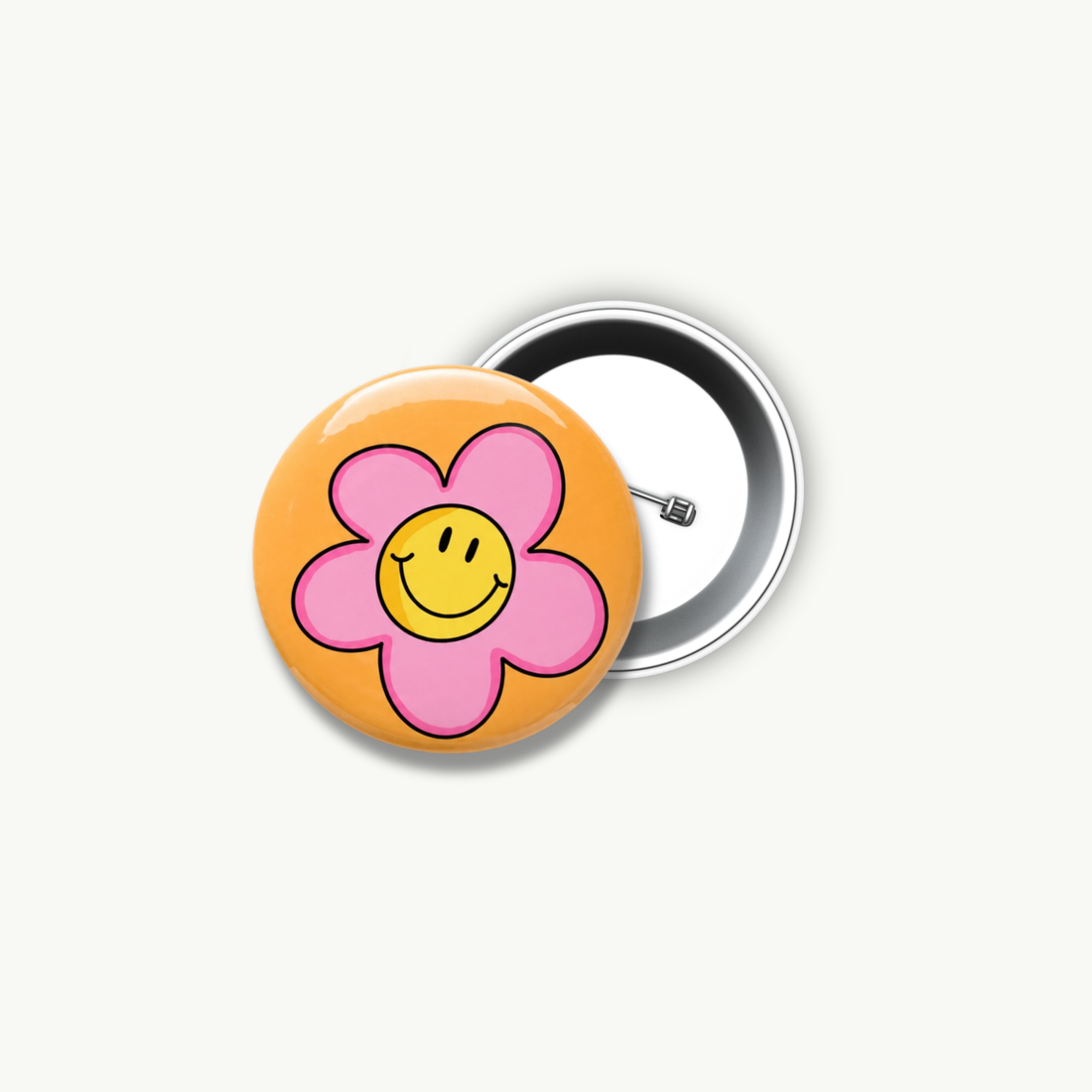 Flor Smiley Pin Button