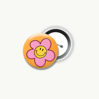 Flor Smiley Pin Button