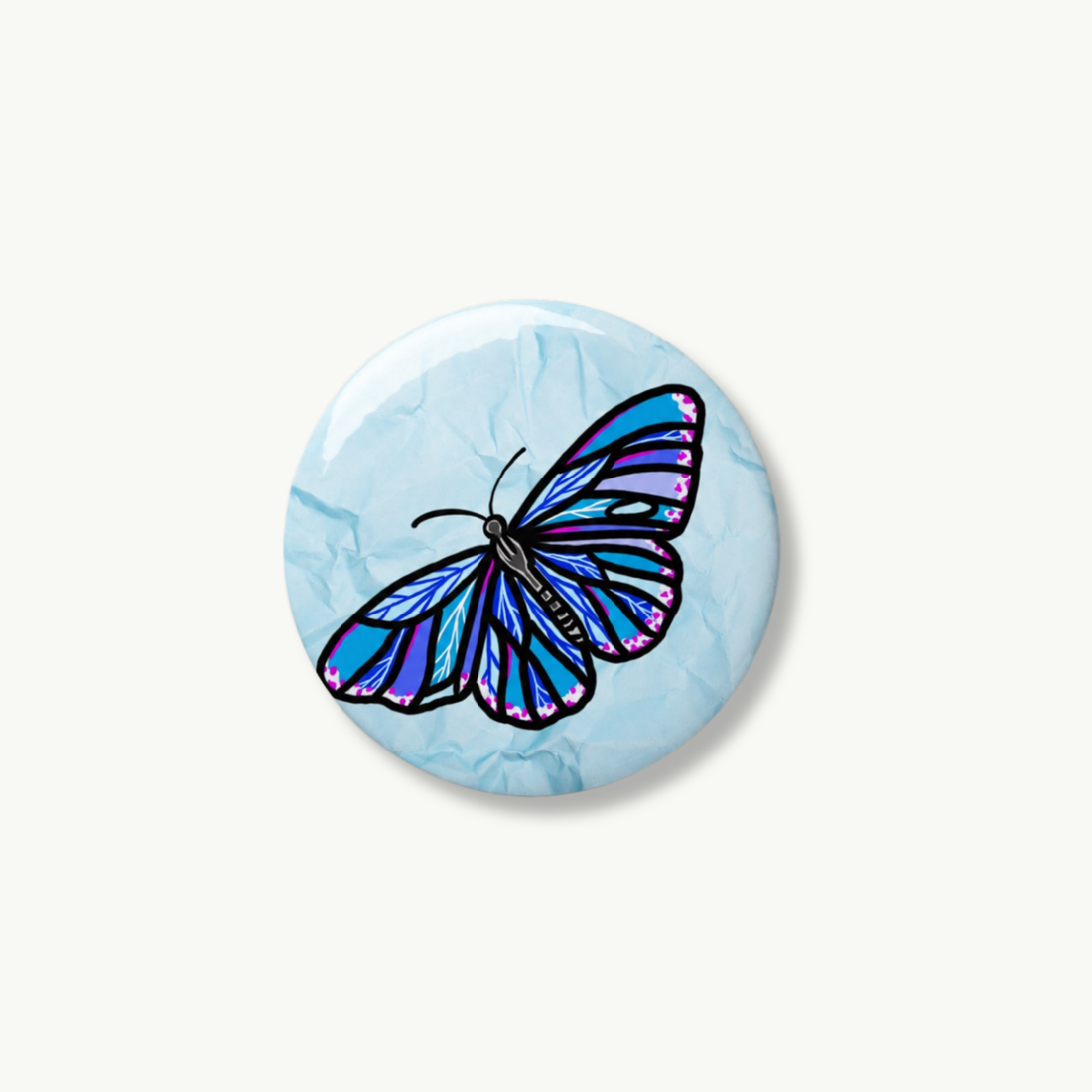Mariposa Azul Pin Button