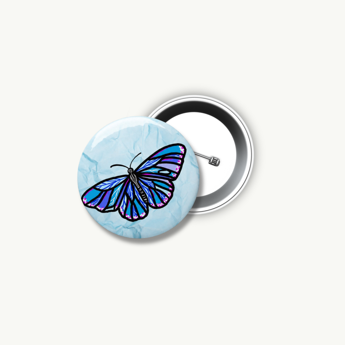 Mariposa Azul Pin Button