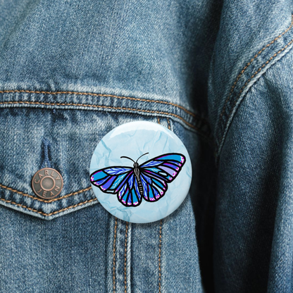 Mariposa Azul Pin Button