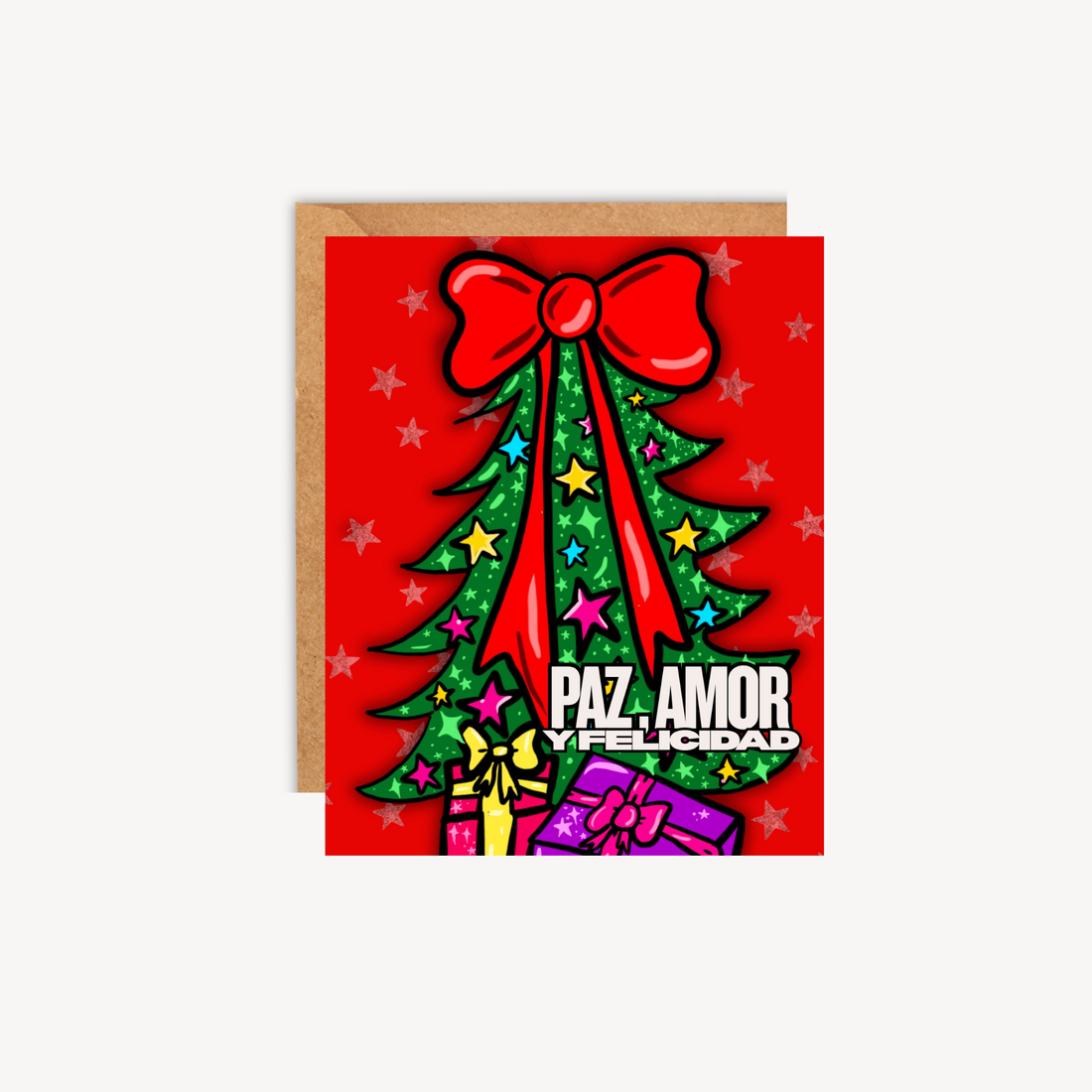 Paz, Amor y Felicidad Árbol Greeting Card