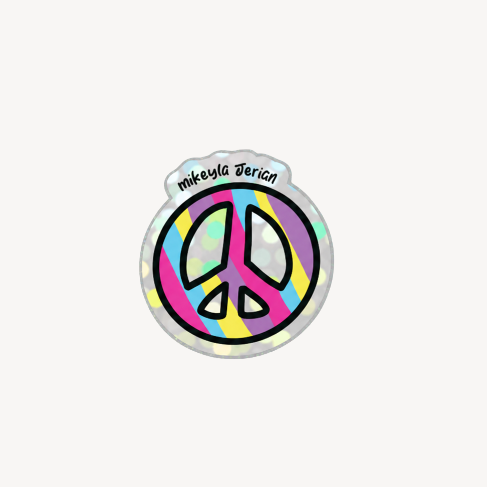 Peace Sign Mini Glitter Sticker