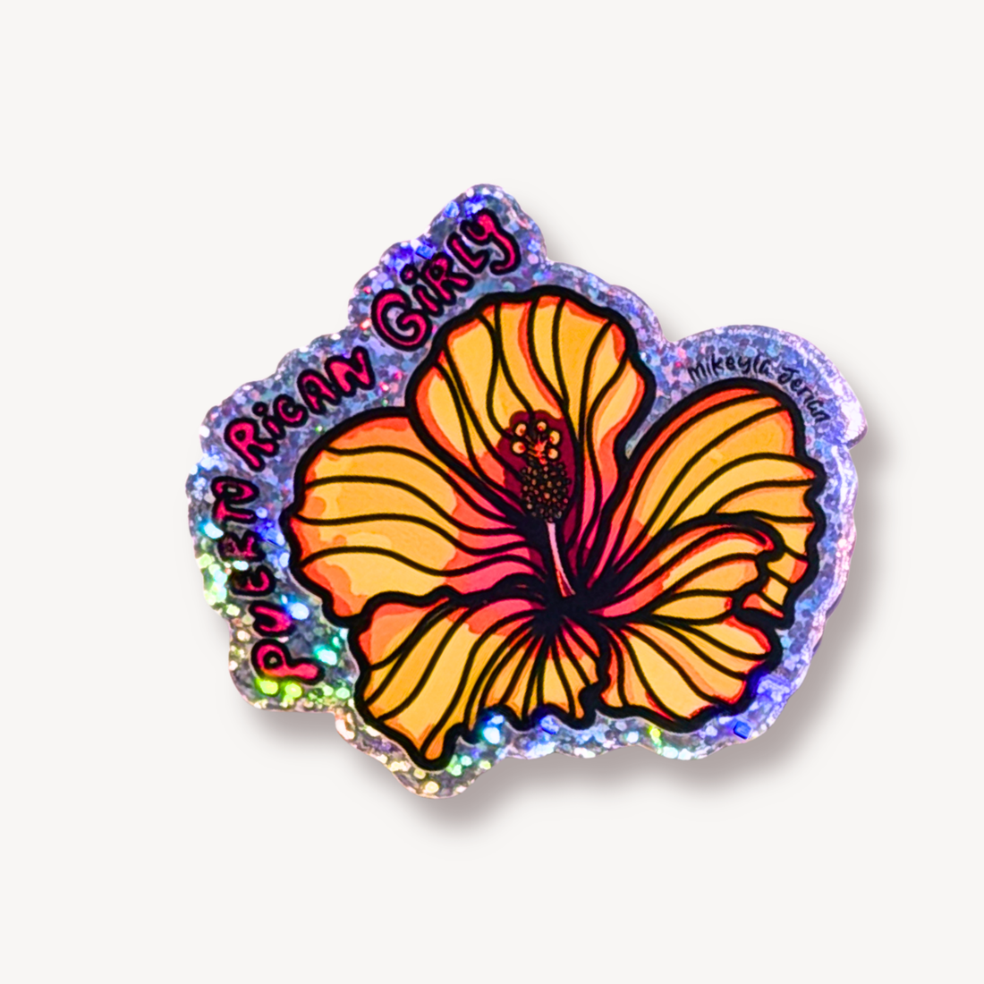 Puerto Rican Girly Glitter Sticker